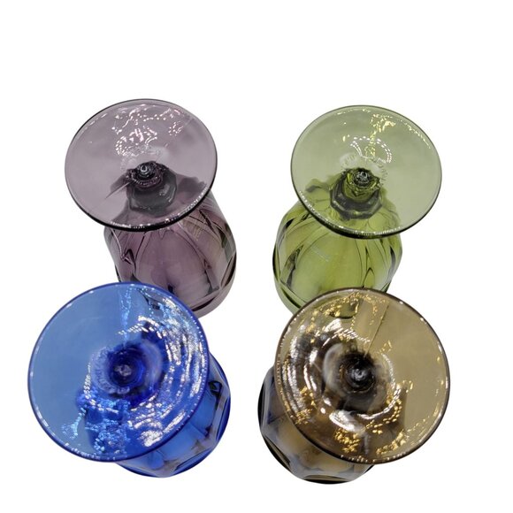 Libbey Gibraltar Duratuff Ice Tea Glasses Paneled Goblets Multicolor Set of 4 - Picture 4 of 5